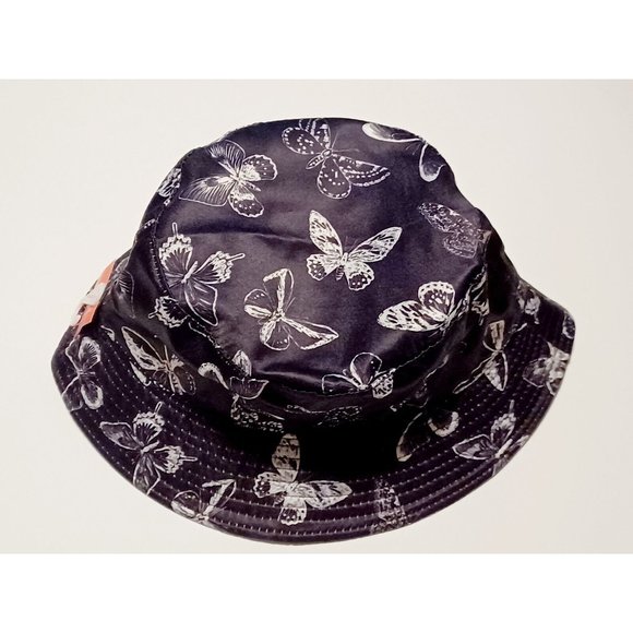 Petal and Peacocks Butterflies Black and White Bucket Hat NWT - Picture 6 of 10